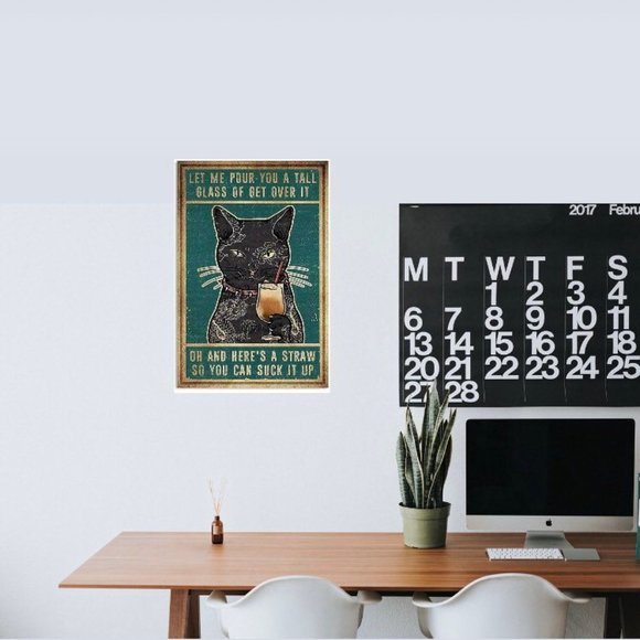 Funny Vintage Sign, Black Cat Metal Sign Let Me Pour You a Tall , 12x8 inches - Picture 3 of 3